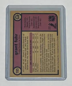 1982-83 O-Pee-Chee #105 Grant Fuhr Rookie Card RC Edmonton Oilers - Image 2
