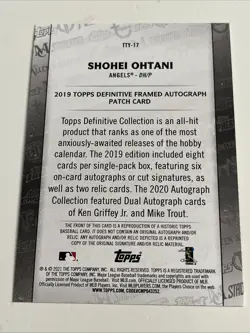2021 Topps Shohei Ohtani Topps Through the Years Facsimile Angels #TTY-17 - Image 2