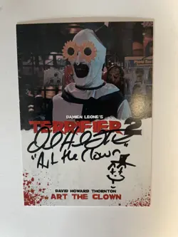 David Howard Thornton Art the Clown CUSTOM Auto Card Terrifier 2 with sketch - Image 1