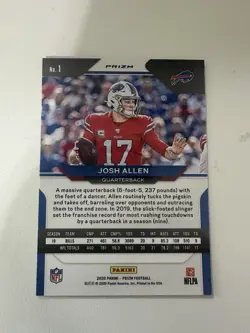 🔥🏈2020 Panini Prizm Josh Allen Silver Prizm Buffalo Bills Investment #1🔥🏈 - Image 2