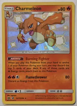 Charmeleon SV7/SV94 Hidden Fates Shiny Vault Shiny Holo Rare Pokemon Card TCG - Image 1