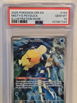 2025 Pokemon Destine Rivals MISTY'S PSYDUCK #193 DRI EN Illustration Rare PSA 10 - Image 2