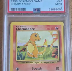 WOTC Pokemon Base Set Charmander 046/102 Common PSA 9 English (1999) - Image 1