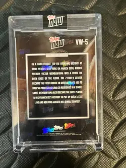 2023-24 Topps NOW VW5 VICTOR WEMBANYAMA 40/20 PTS/REB SPURS ROOKIE RC SEALED - Image 2