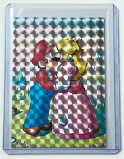 Mario & Princess Peach Limited Edition Artist Signed The Kiss Refractor Card 1/1 - Image 1