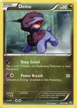 POKEMON CARD DEINO 93/124 NO 633 IRATE POKEMON TCG CCG - Image 1