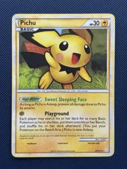 Pichu 28/123 HeartGold SoulSilver Regular Rare Pokemon TCG Card - Lightly Played - Image 1