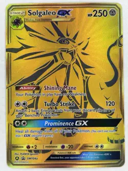 Solgaleo GX Gold Full Art #SM104a Pokemon Hidden Fates Black Star Promo - Image 1