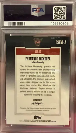 2026 Bowman U Now Fernando Mendoza Encased Art Card #CSFM-A PSA 10 RAIDERS - Image 2