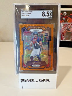2023 Panini Prizm CJ Stroud #339 Rookie RC Orange Lazer SP Texans SGC 8.5 NM MT - Image 1