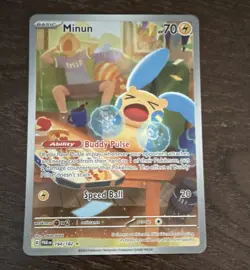 Pokemon Company Minun 194/182 SV04 Paradox Rift Illustration Rare Holo 70 HP - Image 1