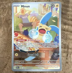 Pokemon TCG Minun 194/182 SV04 Paradox Rift Illustration Rare Holo English 2023 - Image 1