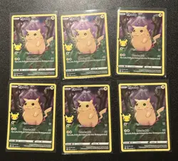 Lot (6) Pikachu 005/025 Full Art Celebrations Pokemon TCG 25th Anniversary - Image 1