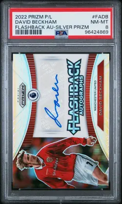 2022-23 Panini Prizm Premier League David Beckham Flashback Auto /99 PSA 8 - Image 1