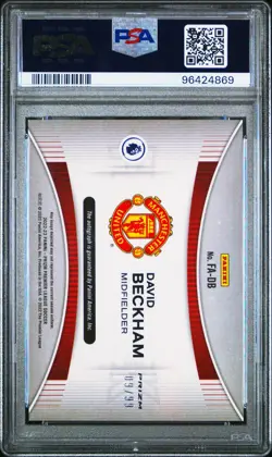 2022-23 Panini Prizm Premier League David Beckham Flashback Auto /99 PSA 8 - Image 2