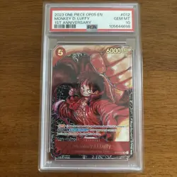 One Piece OP05 Monkey D. Luffy 1st Anniversary ST01-012 PSA 10 Gem Mint English - Image 1