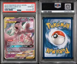 Pokemon 2019 Unified Minds Mewtwo & Mew GX 71/236 TAG TEAM Holo PSA 10 - Image 5