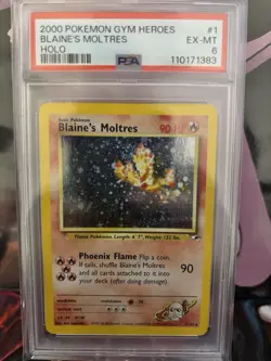 2000 POKEMON GYM HEROES HOLO #1 BLAINE'S MOLTRES PSA 6 - Image 1