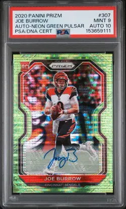 🔥2020 Prizm Joe Burrow Neon Green Pulsar Auto (RC) #307 PSA 9 Auto 10 – Bengals - Image 4