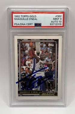 1992 Topps Gold #362 Shaquille O'Neal Rookie Card PSA DNA Auto 10 Mint 9 - Image 1