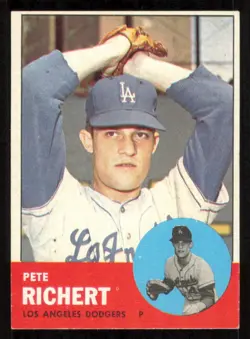 1963 Topps #383 PETE RICHERT Los Angeles Dodgers EX-EX+ - Image 1