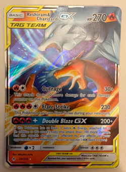 Pokemon 2019 Reshiram & Charizard GX TAG TEAM 20/214 Unbroken Bonds Holo NM - Image 1