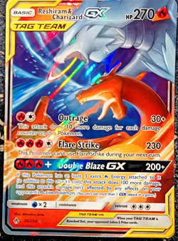Pokemon 2019 Reshiram & Charizard GX TAG TEAM 20/214 Unbroken Bonds Holo NM - Image 4
