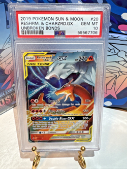 Reshiram & Charizard GX 20/214 Holo Tag Team Sun & Moon Unbroken Bonds PSA 10 - Image 1