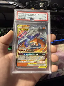 Reshiram & Charizard GX Holo Ultra Rare Tag Team SM Unbroken Bonds 20/214 PSA 9 - Image 1