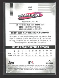 2026 Topps Finest Jose Altuve #209 Rare Black Geometric /10 - Image 2