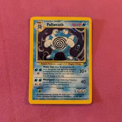 PRINT ERROR Poliwrath 15/130 Base Set 2 Holo Rare Pokemon Card - LP - Image 1