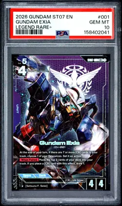 2026 GUNDAM ST07-CELESTIAL DRIVE LEGEND RARE+ #001 GUNDAM EXIA PSA 10 - Image 1