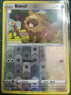 Pokemon TCG Bidoof Reverse Holo 120/172 Brilliant Stars Pokemon Card - Image 1