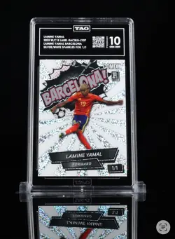 2025 Wild Card Black Label Lamine Yamal Silver/White Sparkles 1/1 TAG 10 GM MNT - Image 1