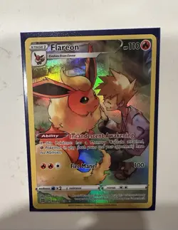 2022 Pokemon TCG Brilliant Stars Flareon TG01/TG30 Ultra Rare Holo Full Art - Image 1