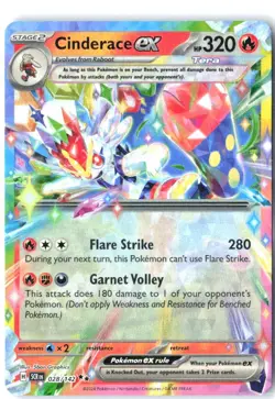 Cinderace ex 28/142 Double Rare Stellar Crown Pokemon Holo Near Mint - Image 1