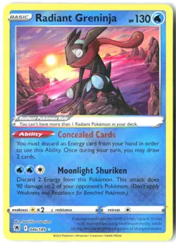 Radiant Greninja 046/189 Radiant Rare Astral Radiance Pokemon Holo Near Mint - Image 1