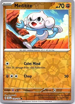 Meditite 78/142 Common Stellar Crown Pokemon Reverse Holo Near Mint - Image 1