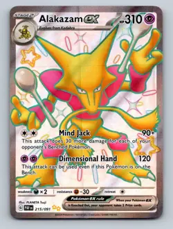 Pokemon TCG Alakazam ex Holo Shiny Ultra Rare SV: Paldean Fates 215/091 - Image 1