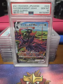 PSA 10 2021 POKEMON JPN SWSH FA/CORVIKNIGHT VMAX #249 - VMAX CLIMAX - Image 1