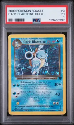 SWIRL PSA 1 2000 Team Rocket Dark Blastoise 3/82 Holo Foil Pokemon Unlimited - Image 1