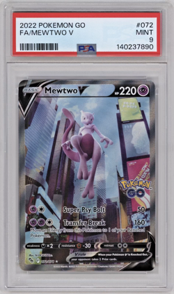 2022 MEWTWO V PSA 9 Pokemon Go 072/078 ALT FULL ART Alternative MINT #72 - Image 1