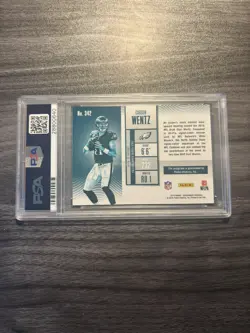2016 Panini Contenders Cracked Ice Auto POP 1 Carson Wentz #/24 PSA 10 Auto 10 - Image 2