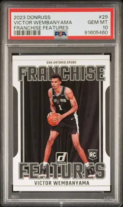 2023 PANINI DONRUSS FRANCHISE FEATURES #29 VICTOR WEMBANYAMA PSA 10 - Image 1