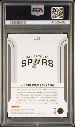 2023 PANINI DONRUSS FRANCHISE FEATURES #29 VICTOR WEMBANYAMA PSA 10 - Image 2