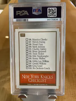 1990 Skybox New York Knicks Team Checklist #345 PSA 9 MINT 💎💎💎 - Image 2