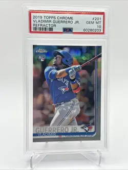 Topps Chrome Vladimir Guerrero Jr. Refractor Rookie #201 PSA 10 Blue Jays - Image 1