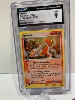 CGC 9 MINT Torkoal 2003 EX Dragon 12/97 Holo DOUBLE SWIRL Pokemon Card - Image 1
