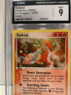 CGC 9 MINT Torkoal 2003 EX Dragon 12/97 Holo DOUBLE SWIRL Pokemon Card - Image 2