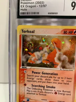CGC 9 MINT Torkoal 2003 EX Dragon 12/97 Holo DOUBLE SWIRL Pokemon Card - Image 3